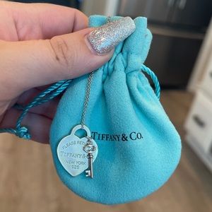 Discontinued Tiffany & Co Heart & Key 18” Necklace with Large Pendant